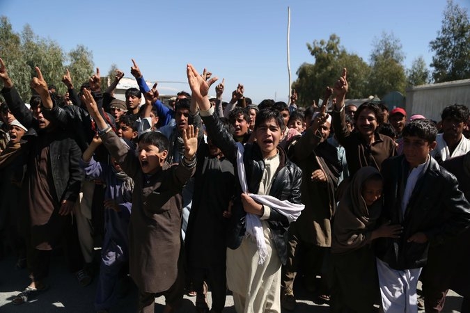 A protest on Saturday in Chaparhar against the killing of civilians during an operation by Afghan security forces. Credit Ghulamullah Habibi/EPA, via Shutterstock