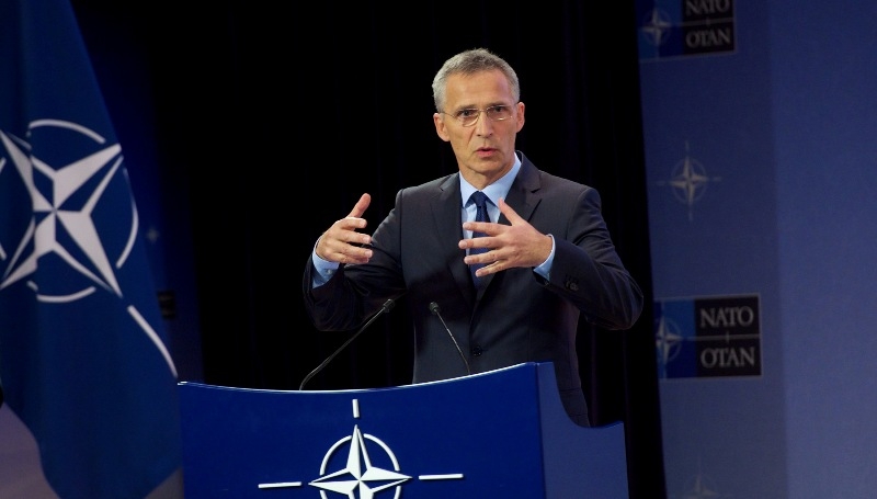 NATO Secretary General Jens Stoltenberg gives press conference ahead of the NATO Defence Ministers' meeting
