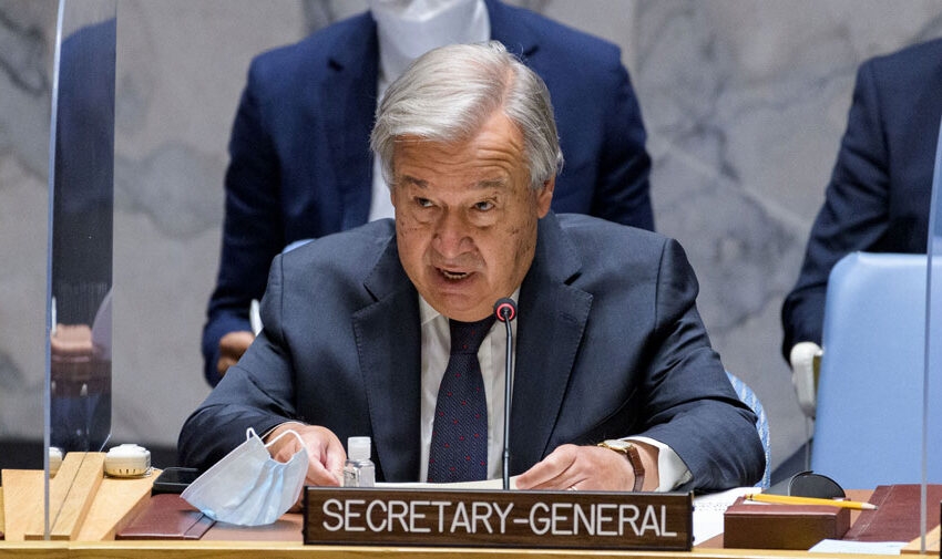 Secretary-General António Guterres briefs an emergency UN Security Council meeting on the situation in Afghanistan.